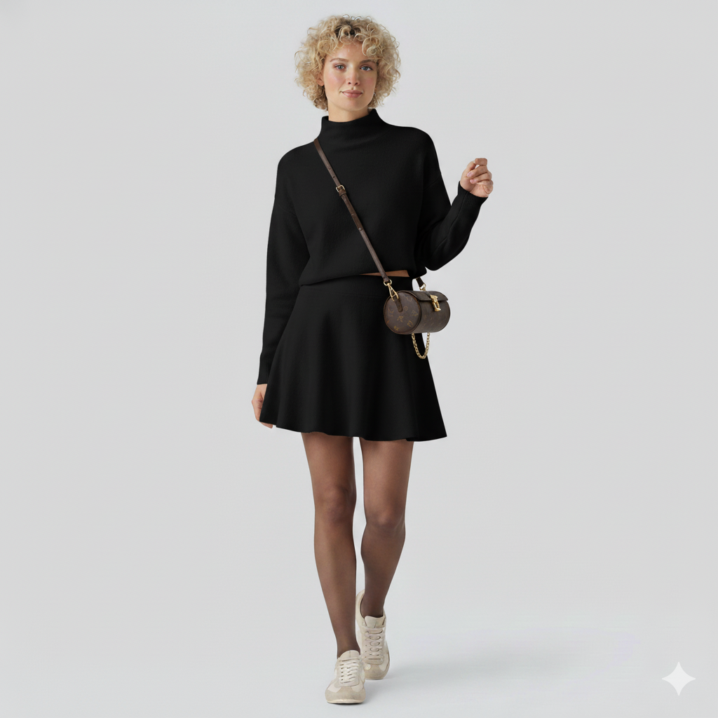 Knitted Ruffle Sweater Dress