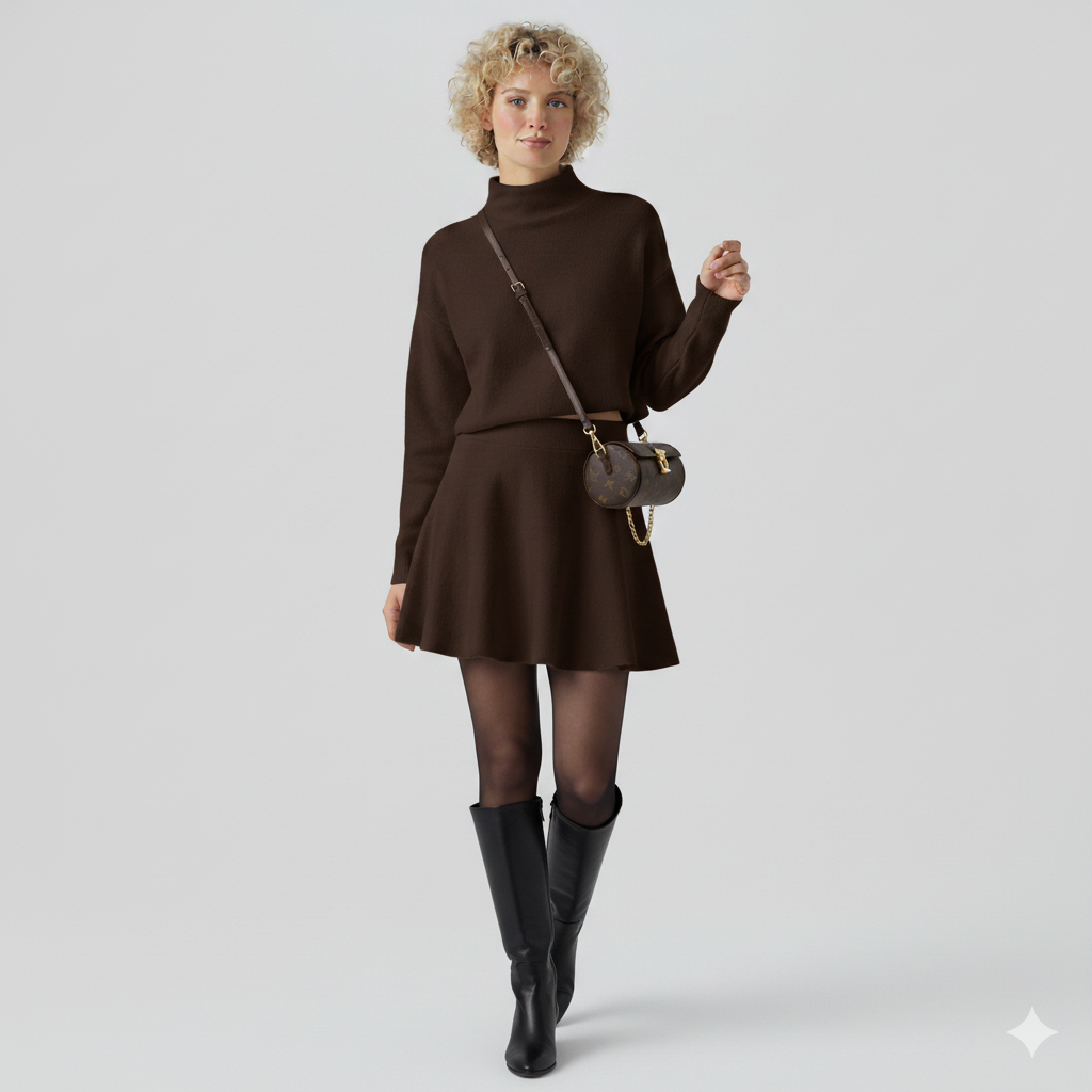 Knitted Ruffle Sweater Dress