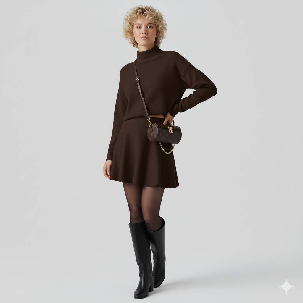 Knitted Ruffle Sweater Dress