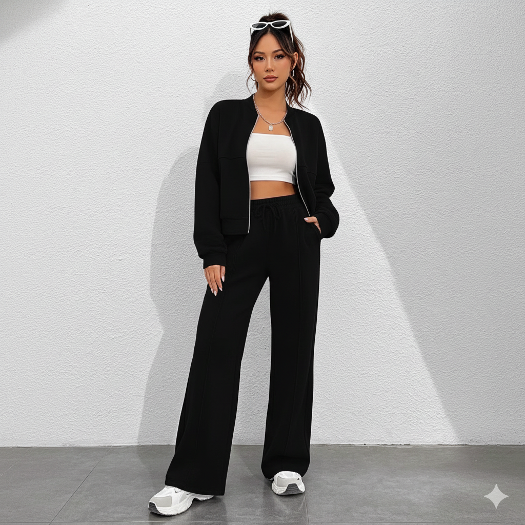 Striped Zip Jacket & Pants Set