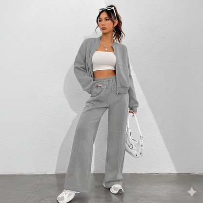 Striped Zip Jacket & Pants Set