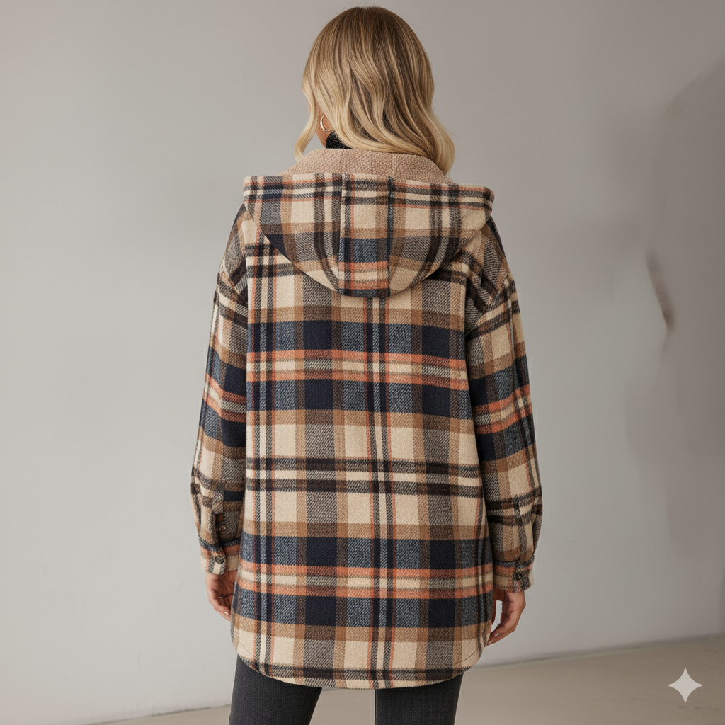Hooded Plaid Fleece Jacket