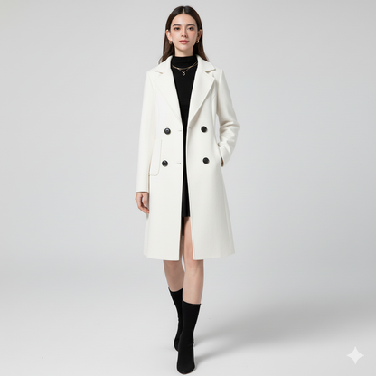 Double-Breasted Wool Blend Coat
