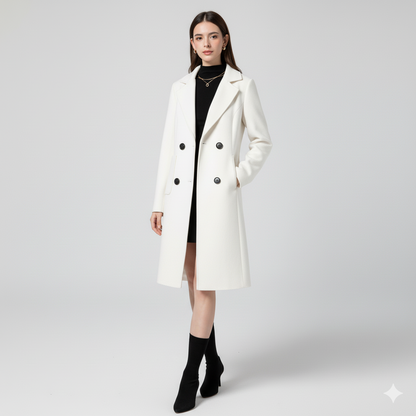 Double-Breasted Wool Blend Coat