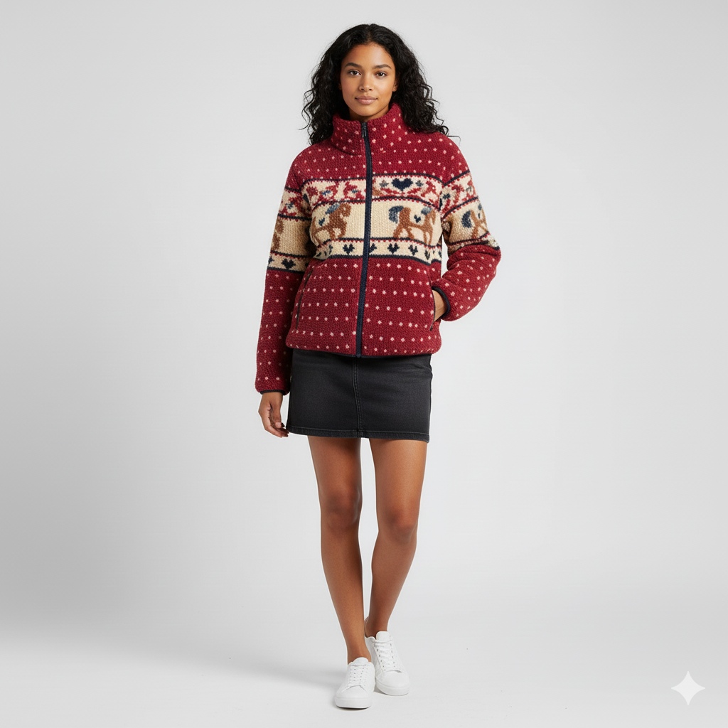 Fleece Collar Graphic Jacket