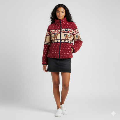 Fleece Collar Graphic Jacket