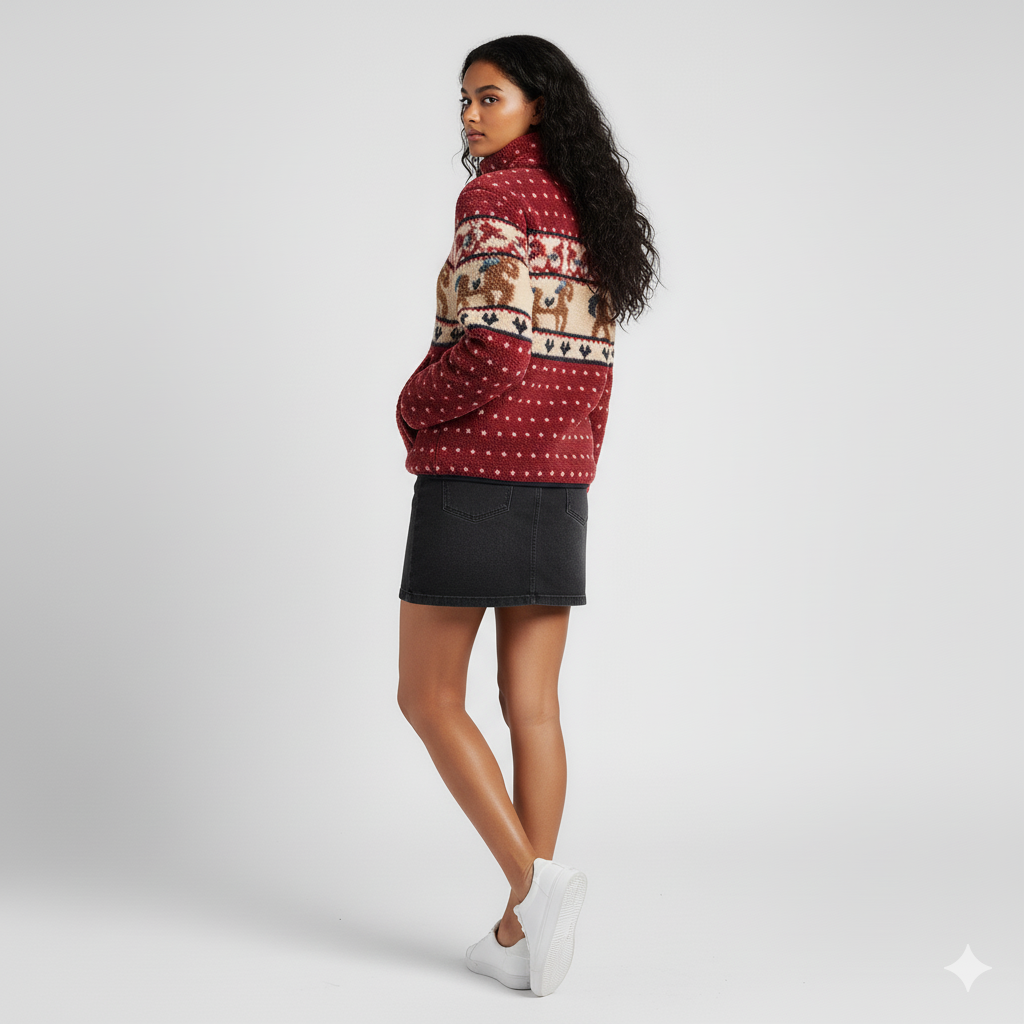 Fleece Collar Graphic Jacket