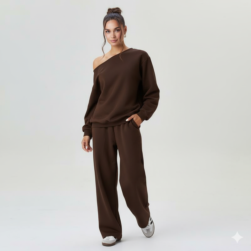 Chic off-shoulder lounge set