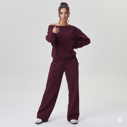 Chic off-shoulder lounge set