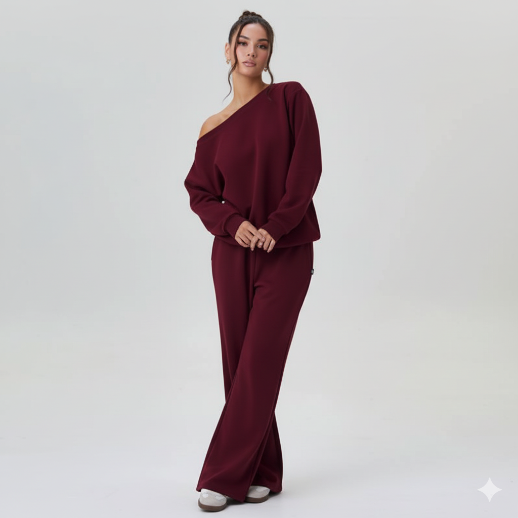 Chic off-shoulder lounge set