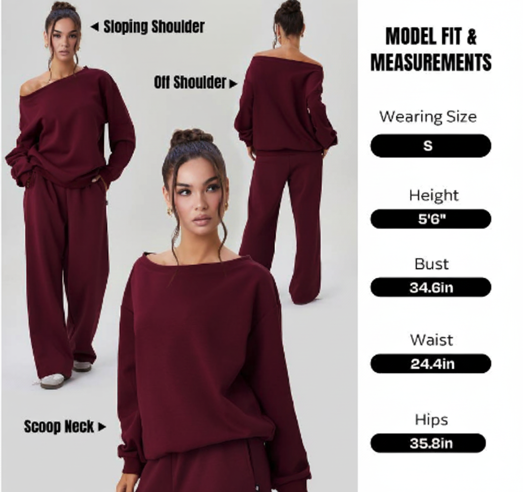 Chic off-shoulder lounge set